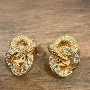 Dior Gold Knot Earrings with Crystals
